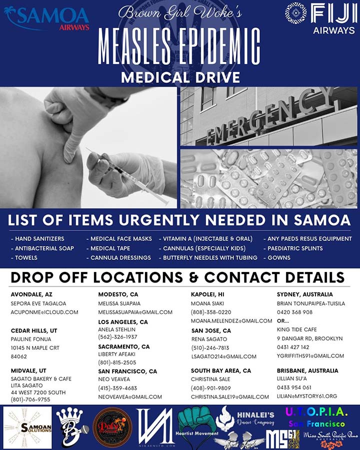 Medical Supplies Drive for Samoa’s Measles Epidemic